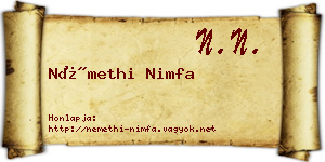 Némethi Nimfa névjegykártya